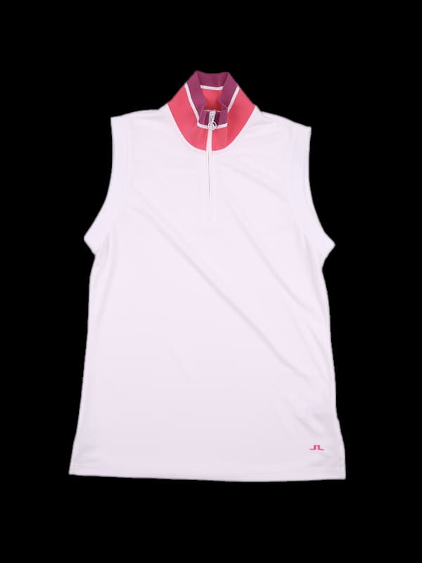 카라 민소매 하프집업 