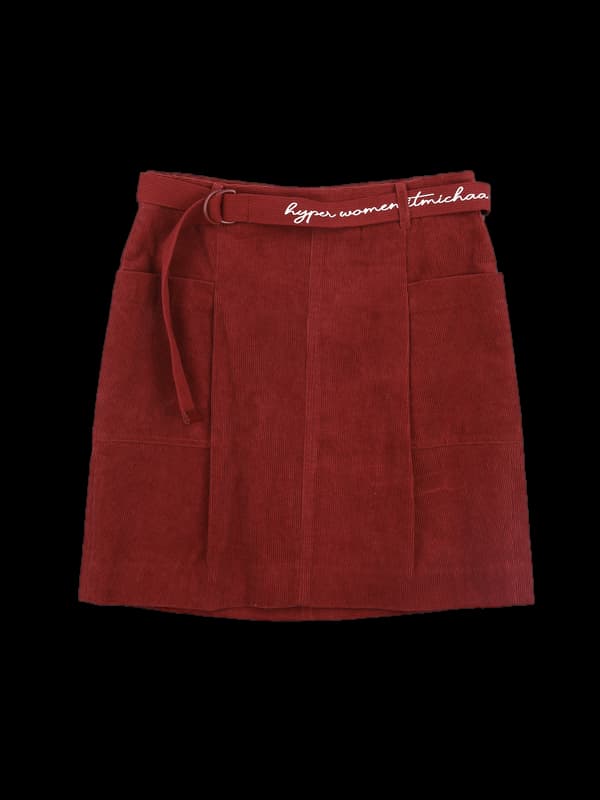 코튼 벨트 골덴 스커트 