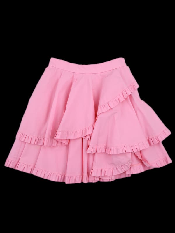 코튼 사선레이스 스커트