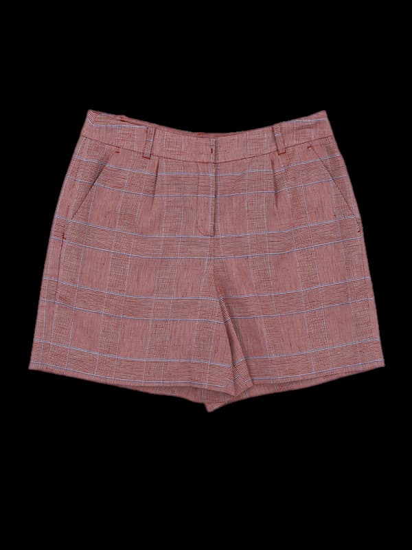 린넨 체크 반바지 