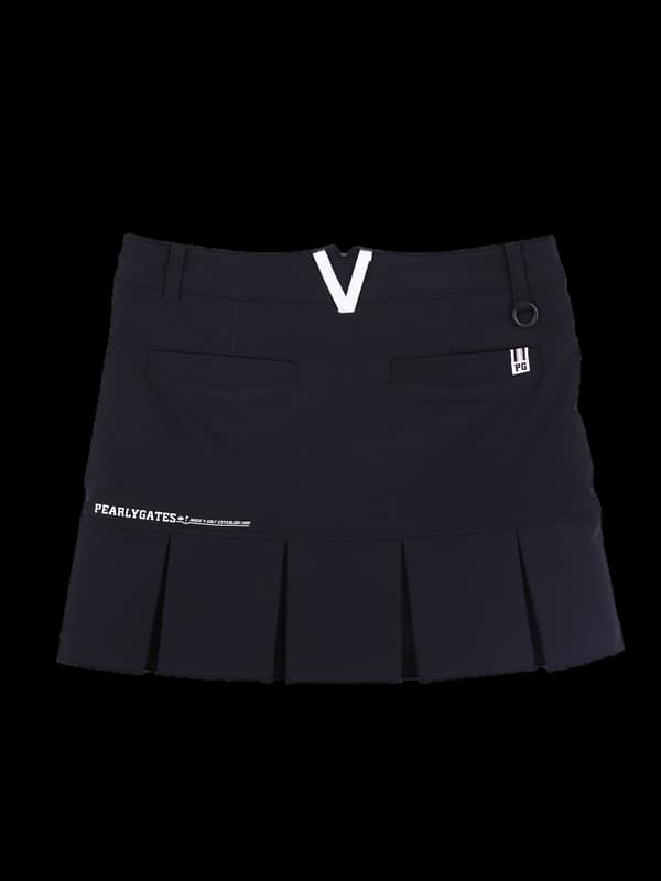 로고 트임 플리츠 스커트 