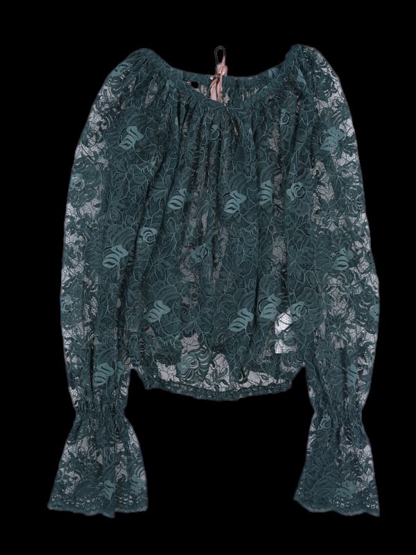 플라워 시스루 블라우스