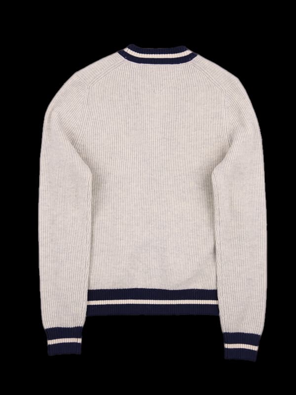 브이넥 배색 가디건