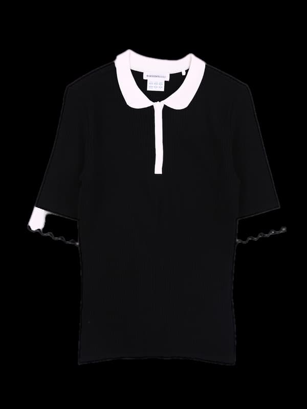 배색 카라 니트