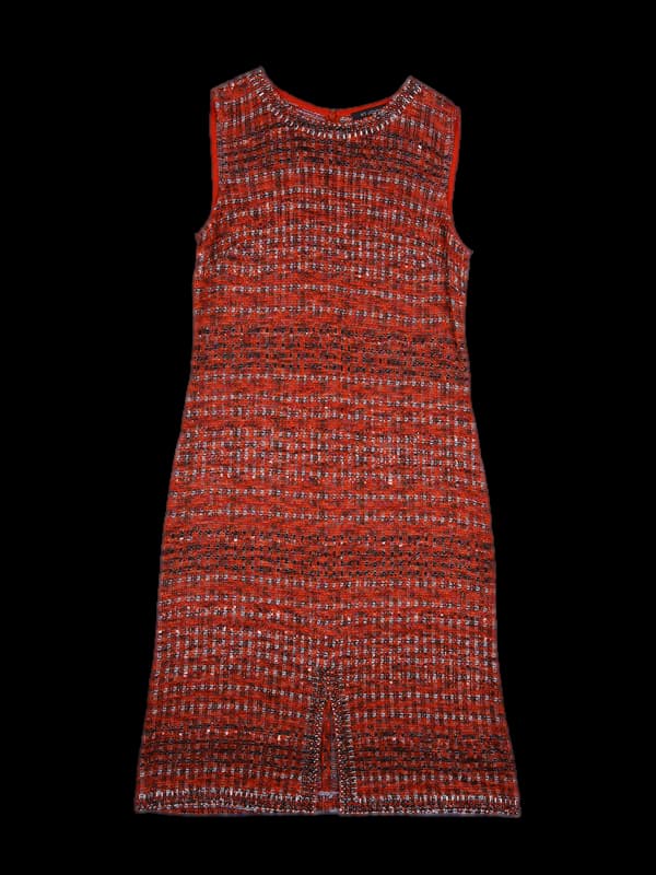 체크 펄장식 민소매 원피스