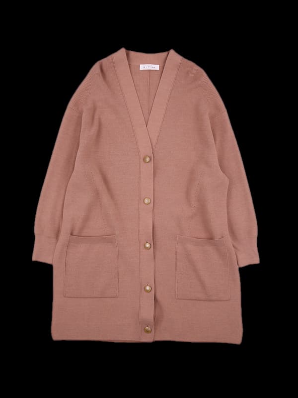 단추장식 브이넥 롱가디건