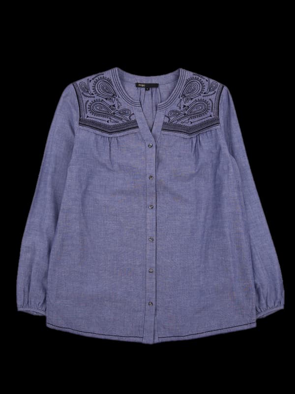 브이넥 블라우스