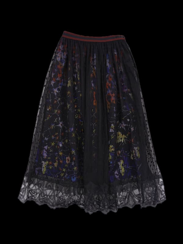 패턴 레이스 롱 원피스