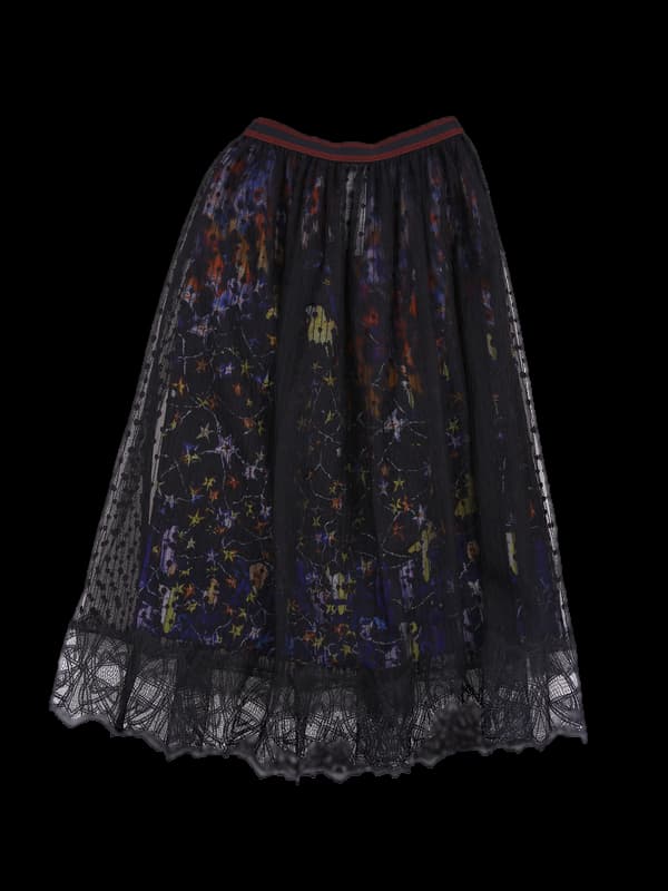 패턴 레이스 롱 원피스