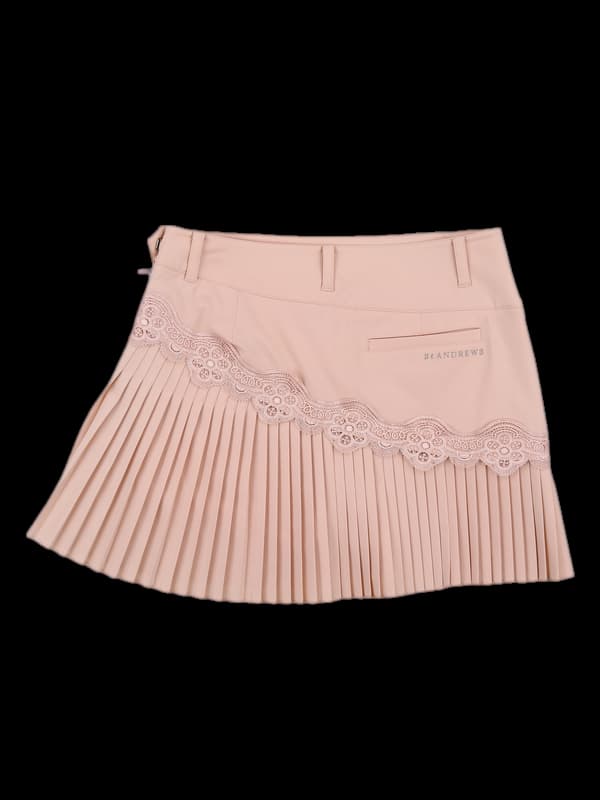 레이스 사선 플리츠 스커트