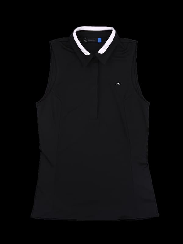 배색 카라 민소매 