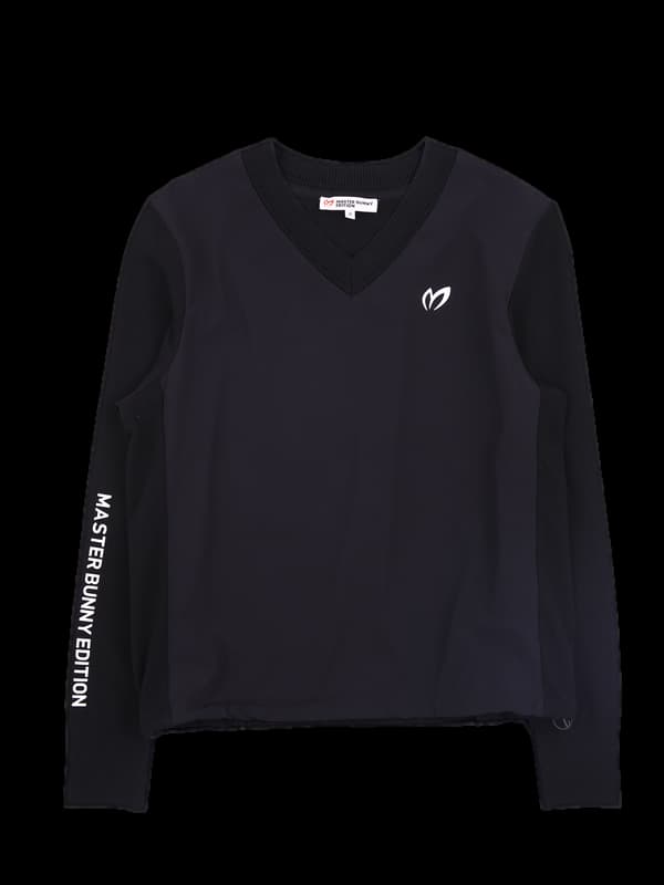 사이드 로고 브이넥 긴팔