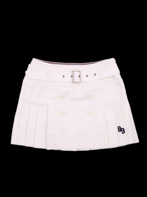 벨트 투버튼 스커트 
