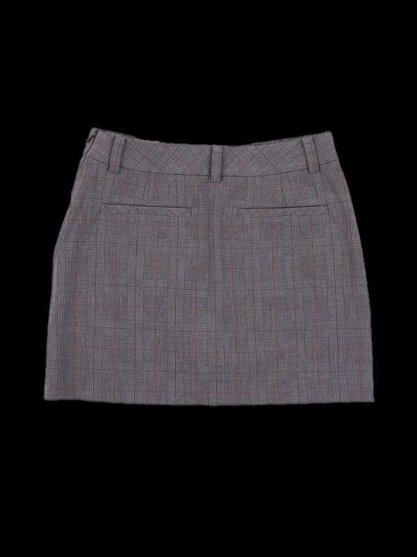 체크 사이드 로고 스커트 