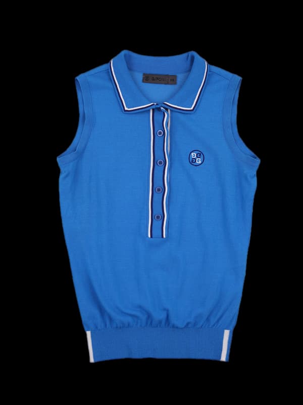 코튼 배색 카라 민소매