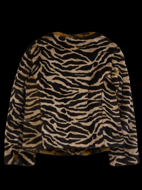 호피 패턴 퍼 자켓 