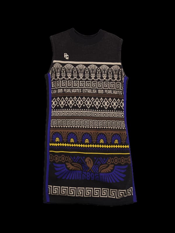 패턴 니트 민소매 원피스 