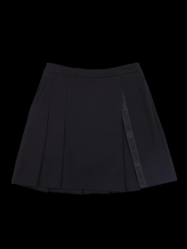 폴리 로고 주름 스커트 