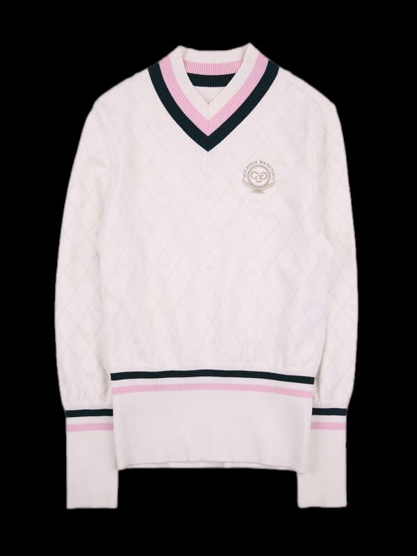 아가일 브이넥 긴팔니트