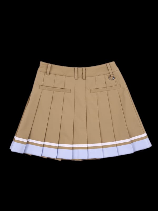 배색 로고 주름스커트