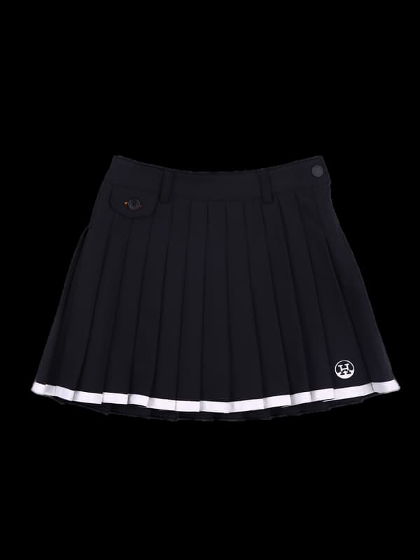 로고 나일론 플리츠 스커트