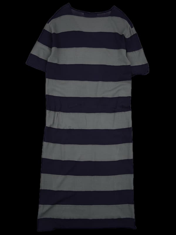 스트라이프 브이넥 반팔 원피스