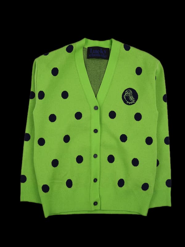 도트 브이넥 긴팔 가디건