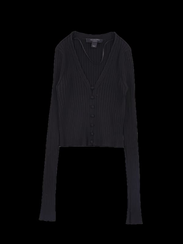 골지 크롭 긴팔 가디건