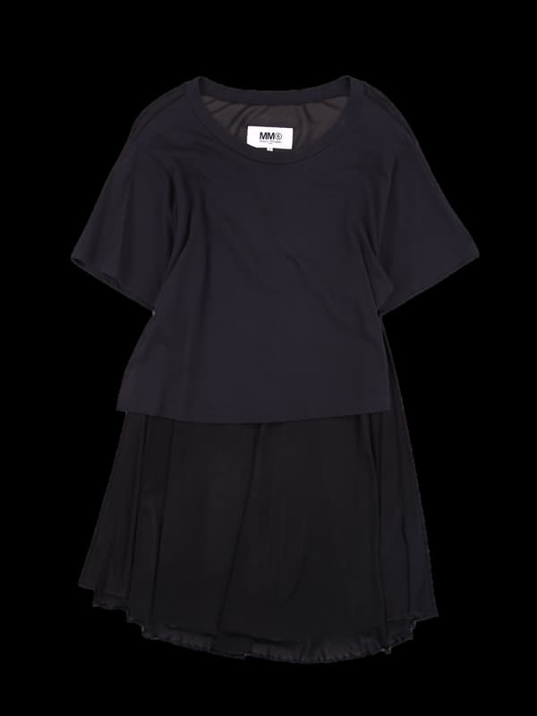 코튼 레이어드 반팔 원피스 