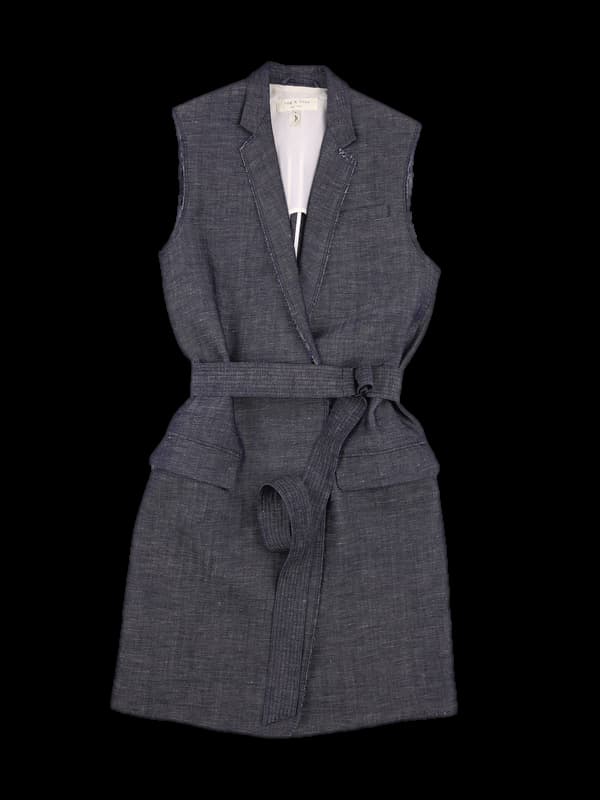 데님 베스트 롱 코트 