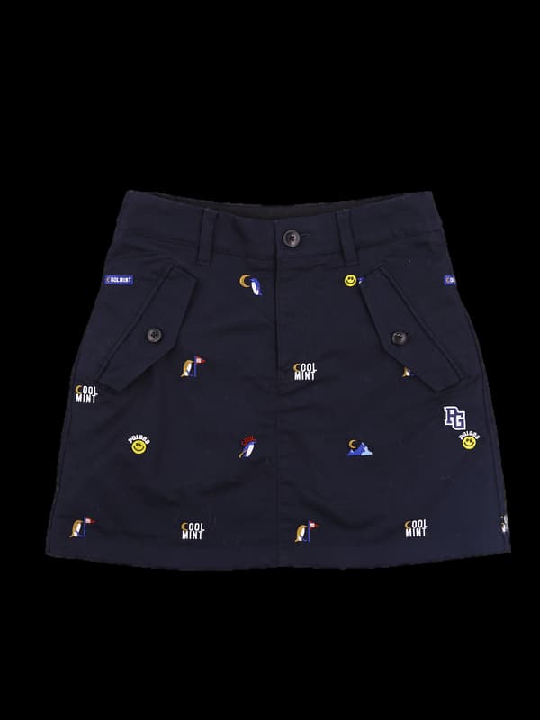 면 자수 스커트