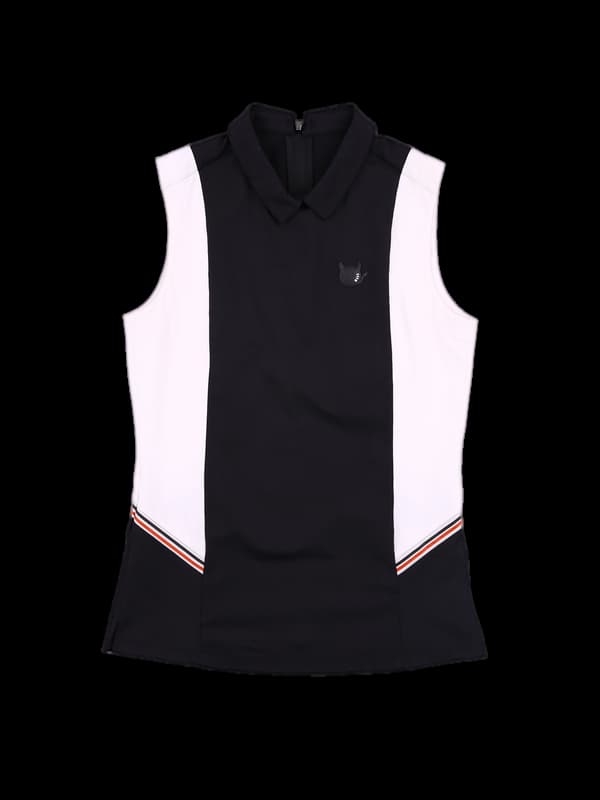 나일론 배색 카라 민소매