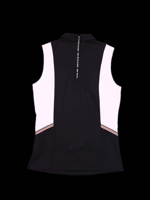 나일론 배색 카라 민소매