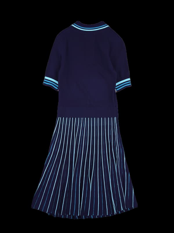 배색 카라 니트 원피스