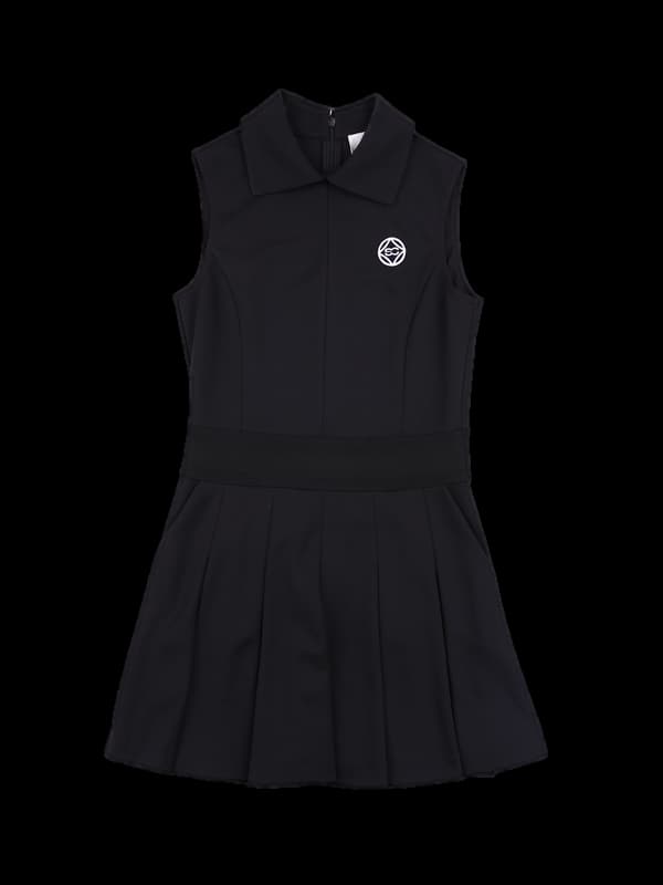 로고 카라 주름 원피스 