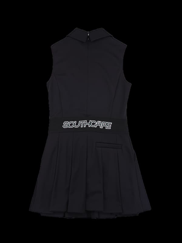 로고 카라 주름 원피스 