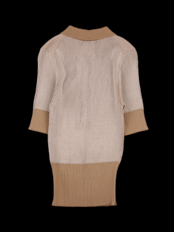 골지 배색 카라 니트