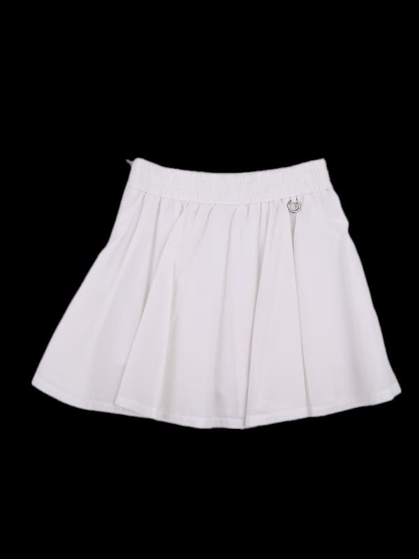 로고 밴딩 플레어 스커트 