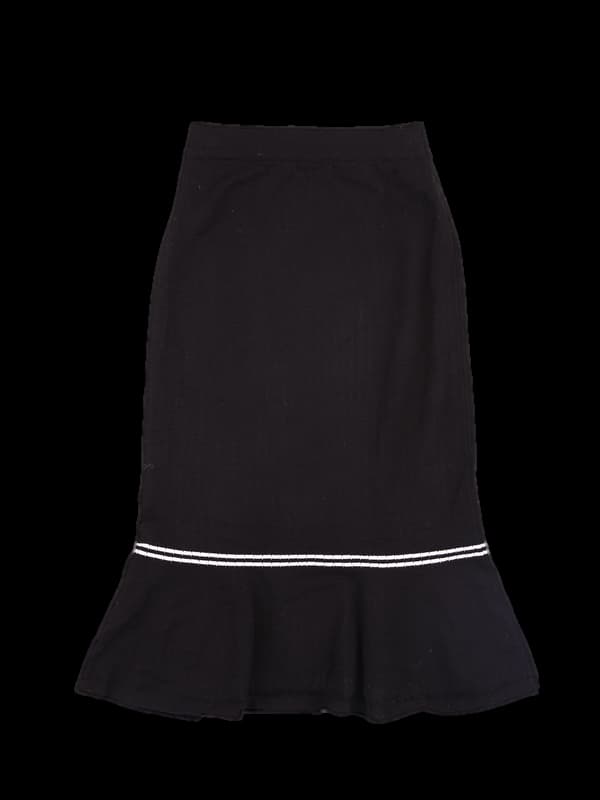 배색라인 니트스커트