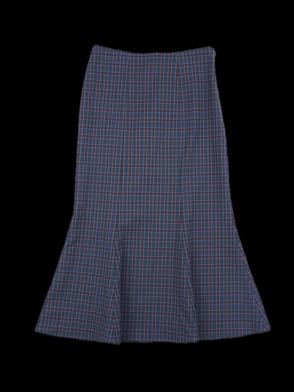 체크 롱 스커트 