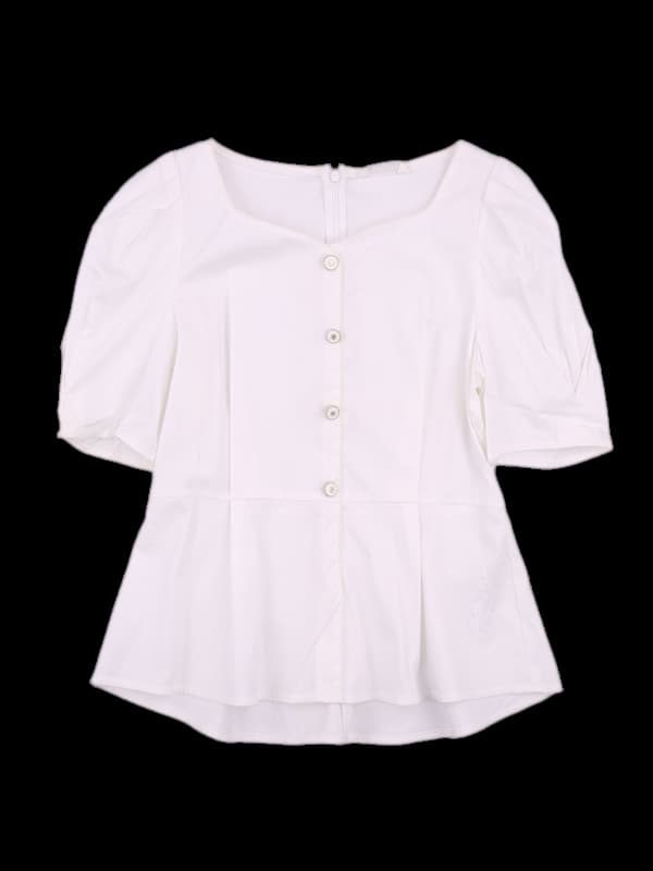 어깨 퍼프 반팔 블라우스