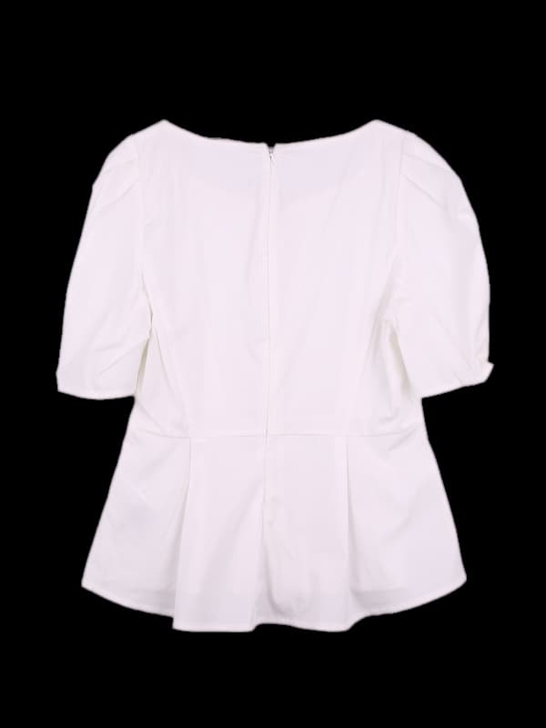 어깨 퍼프 반팔 블라우스