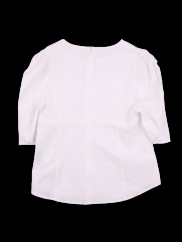 어깨 퍼프 포인트 반팔 블라우스