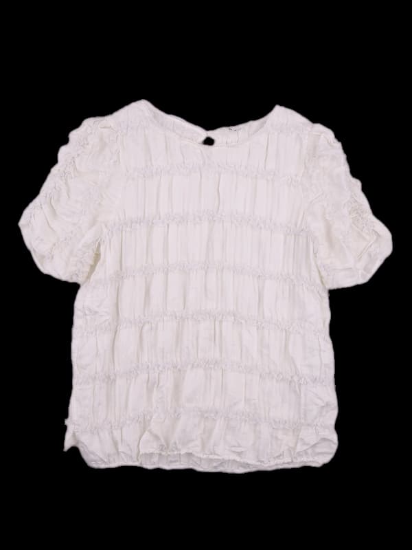 레이스 무늬 반팔 블라우스