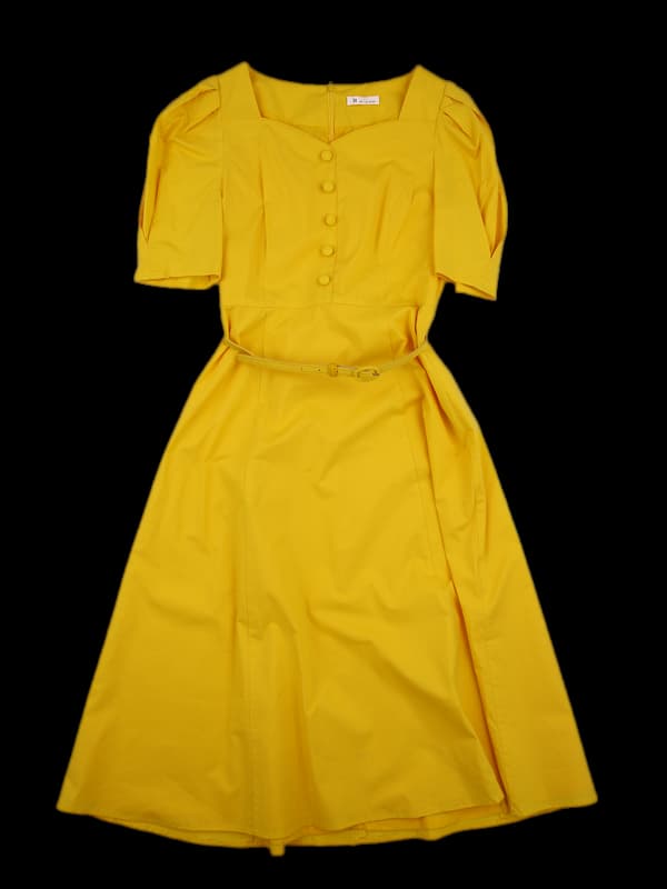 어깨 퍼프 반팔 원피스 