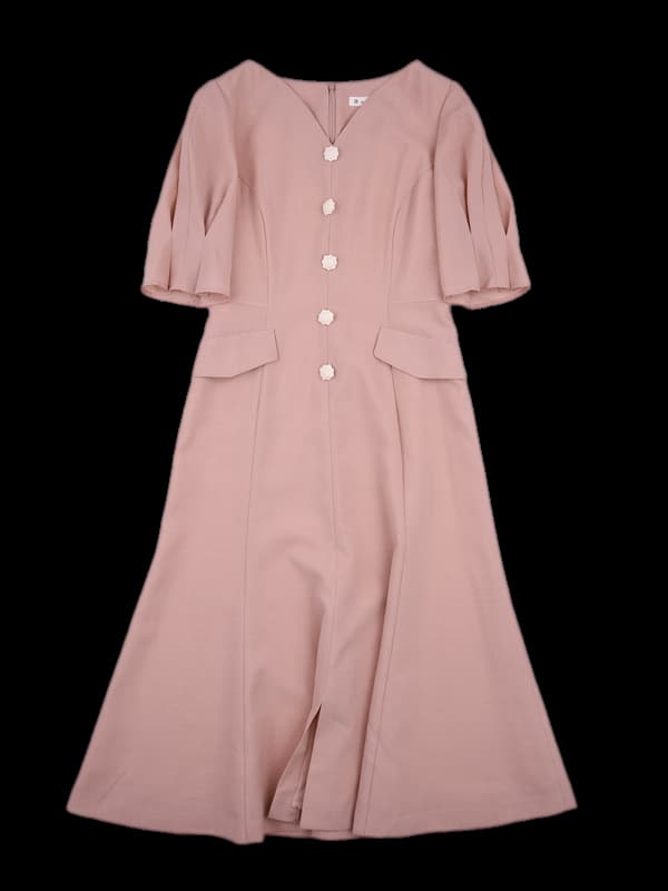 단추 포인트 반팔 원피스