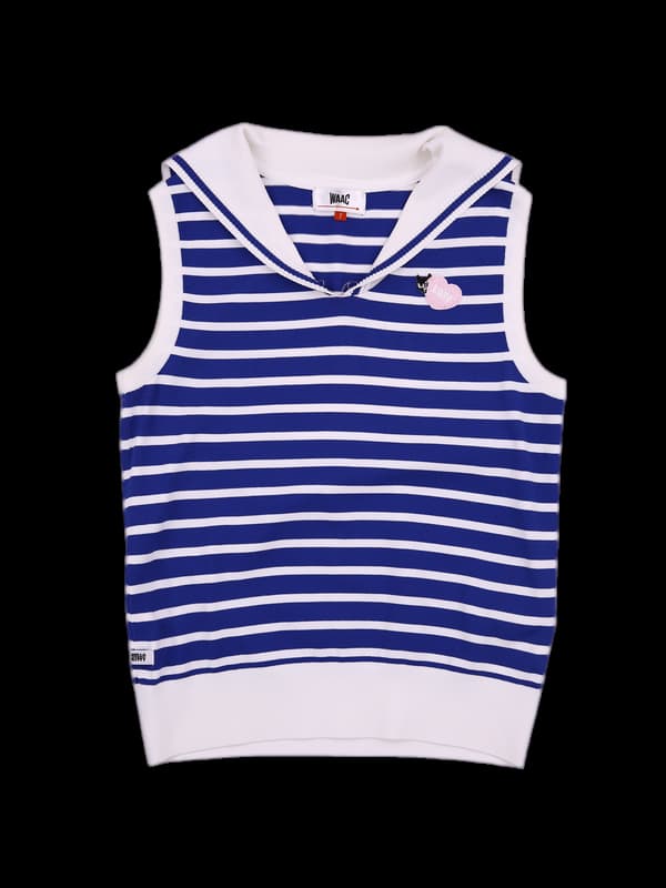 스트라이프 민소매 니트