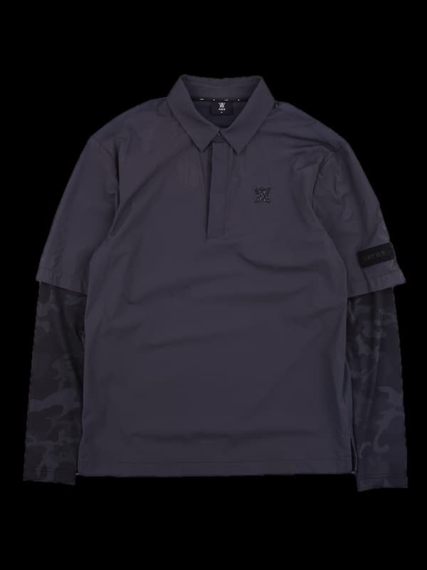 [남성] 로고 레이어드 카라 긴팔