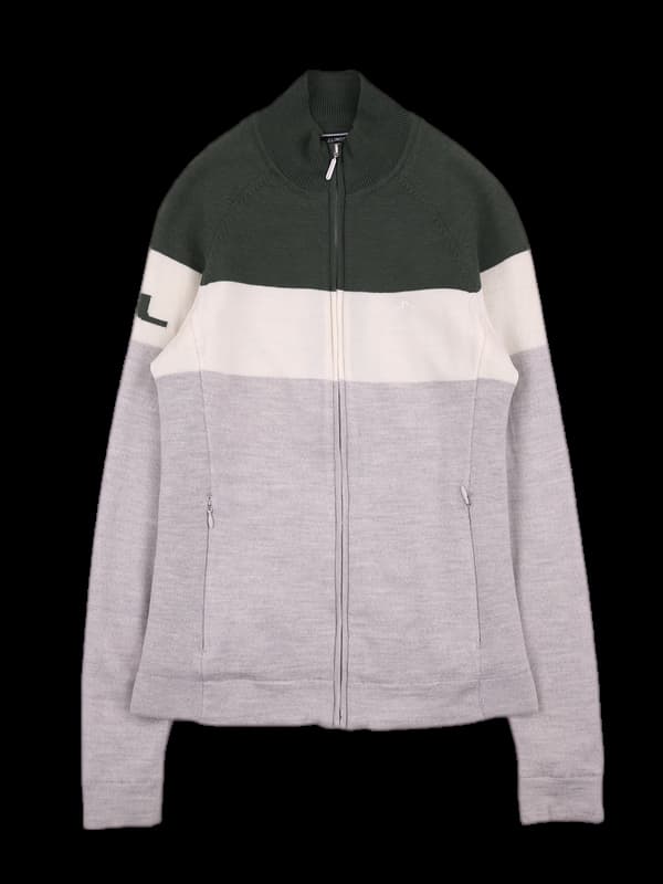 방풍 배색 니트 집업 