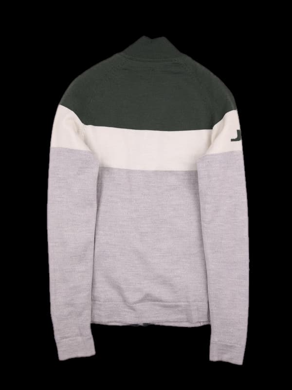 방풍 배색 니트 집업 